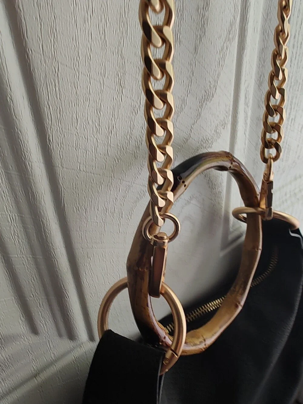 Jessica Simpson Black Textured Hobo Bag Or Shoulder Bag with Gold Accents EUC..